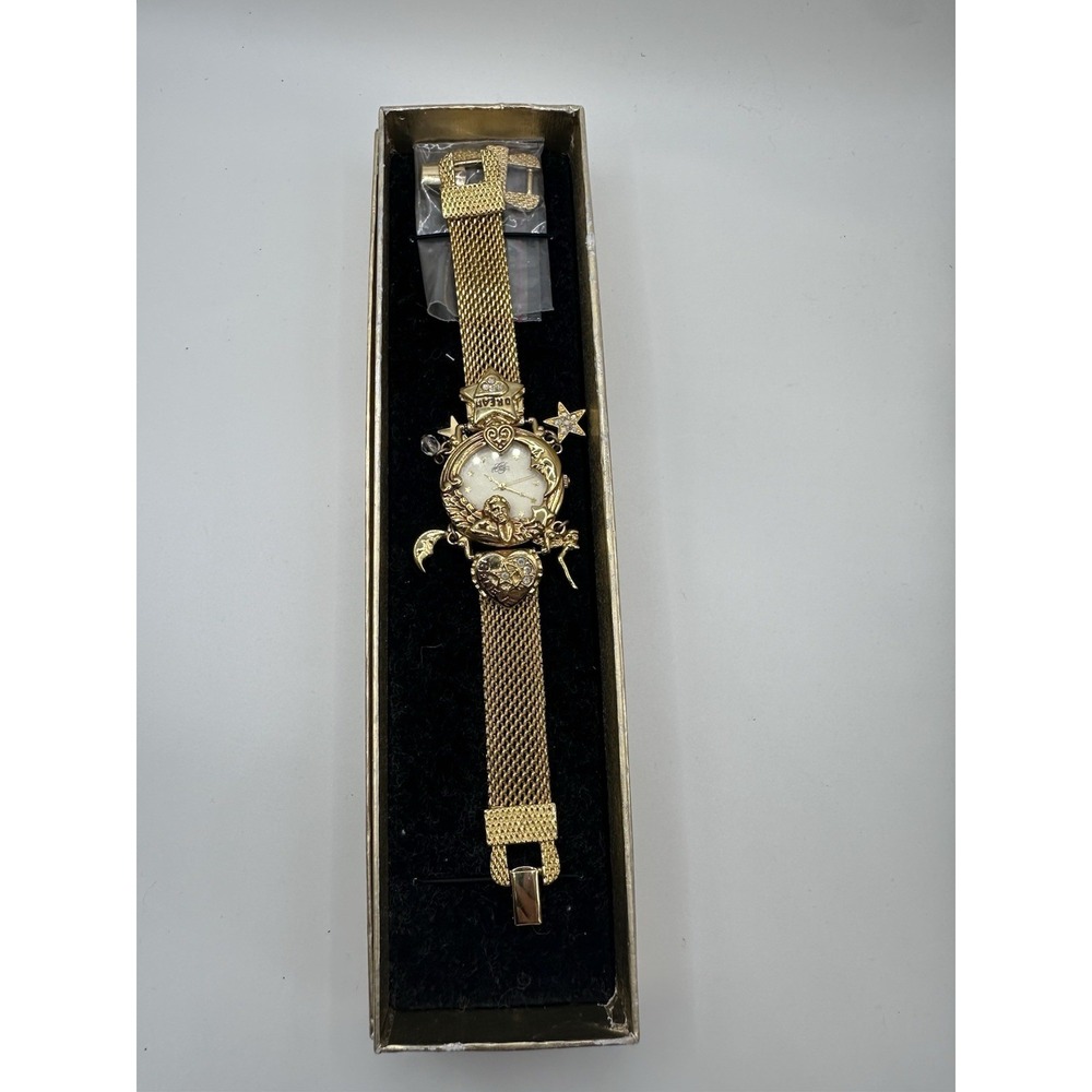 Kirk’s Folly “Angel Time” Celestial Fairy Wristwatch Gold Tone 1994 Anniversary
